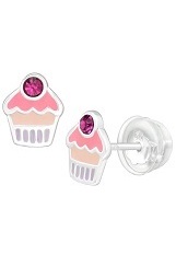 small silver cupcake baby stud earrings